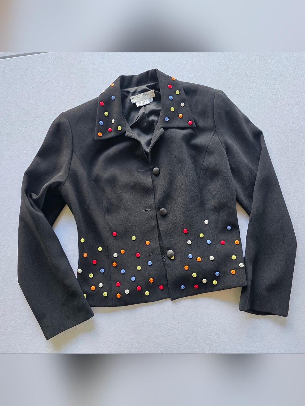 Maggy London Black Blazer with Colorful Button Accents